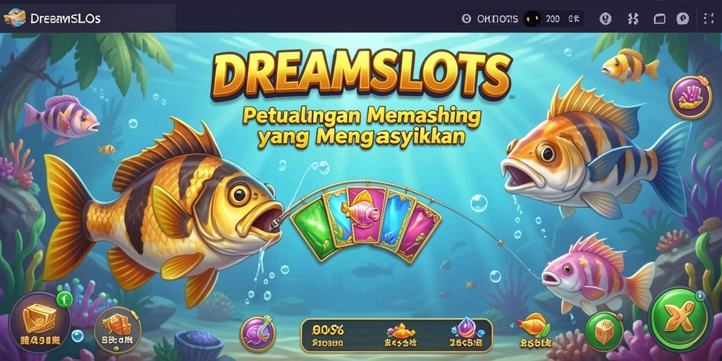 Screenshot gameplay DREAMSLOTS yang menunjukkan serunya memancing.