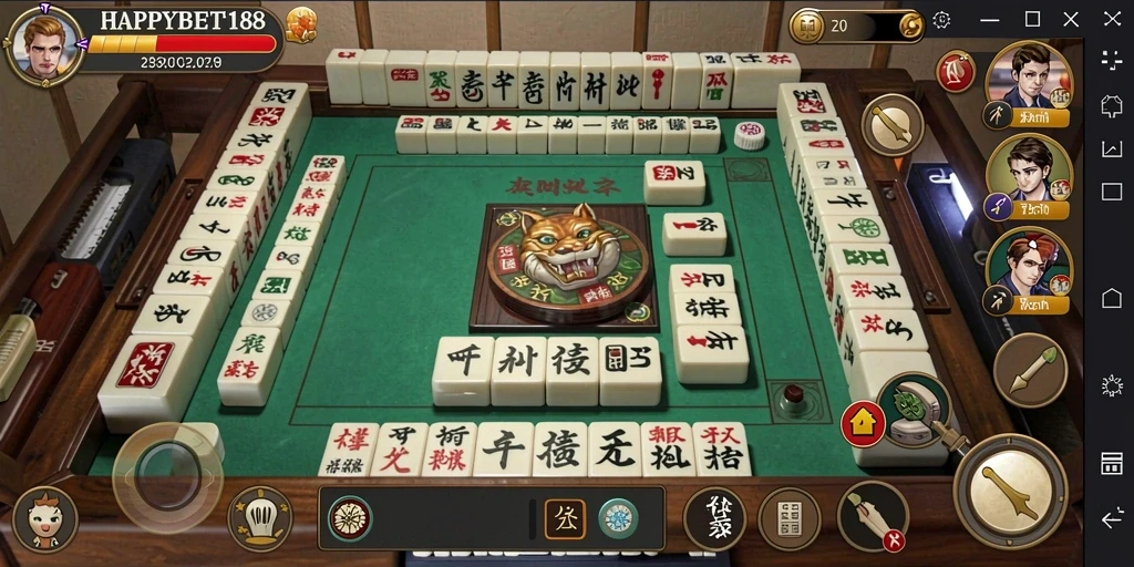 Tampilan gameplay Mahjong yang seru dan penuh warna di HAPPYBET188.