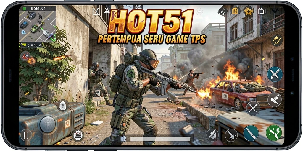 Tangkapan layar gameplay HOT51 yang menunjukkan pertempuran intens di TPS.