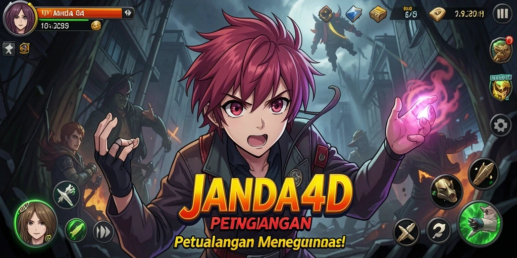 Screenshot gameplay JANDA4D menampilkan karakter anime yang beraksi.