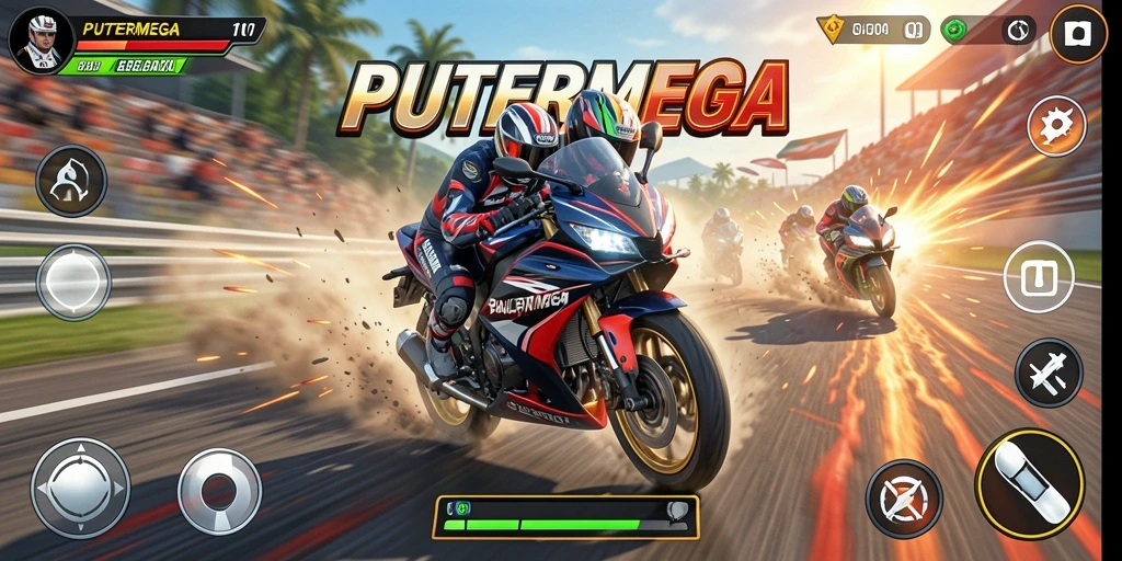 Gameplay balapan motor yang intens dan mendebarkan.