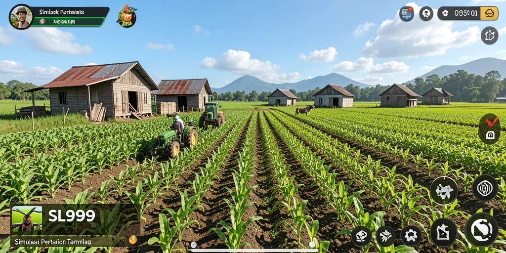 Tampilan gameplay SL999 yang menunjukkan aktivitas pertanian yang seru.